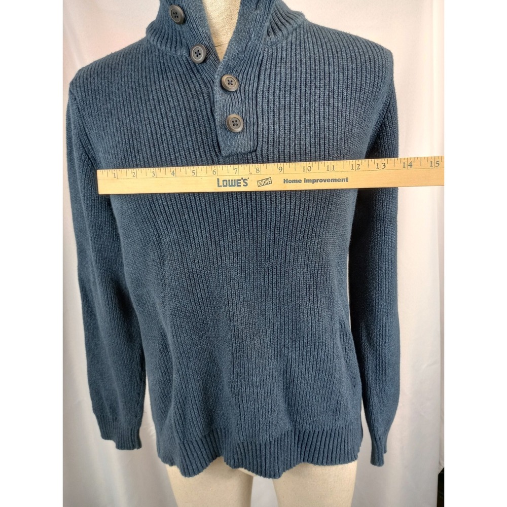 GH Bass & Co. Men's Pullover Sweater Size XL Blue 1/4 Button Up Heavy Warm - Picture 11 of 12